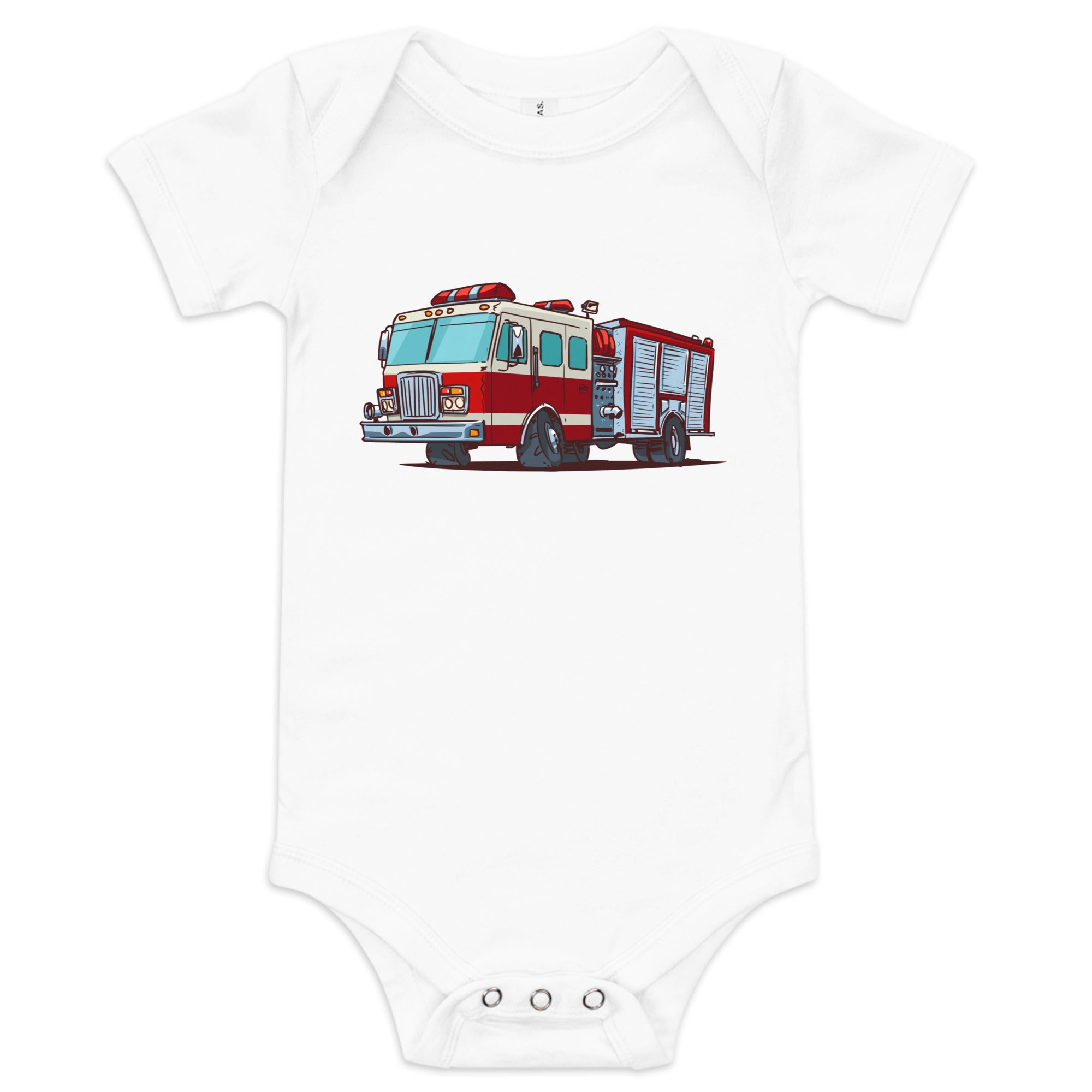 Fire Truck Kids Onesie White