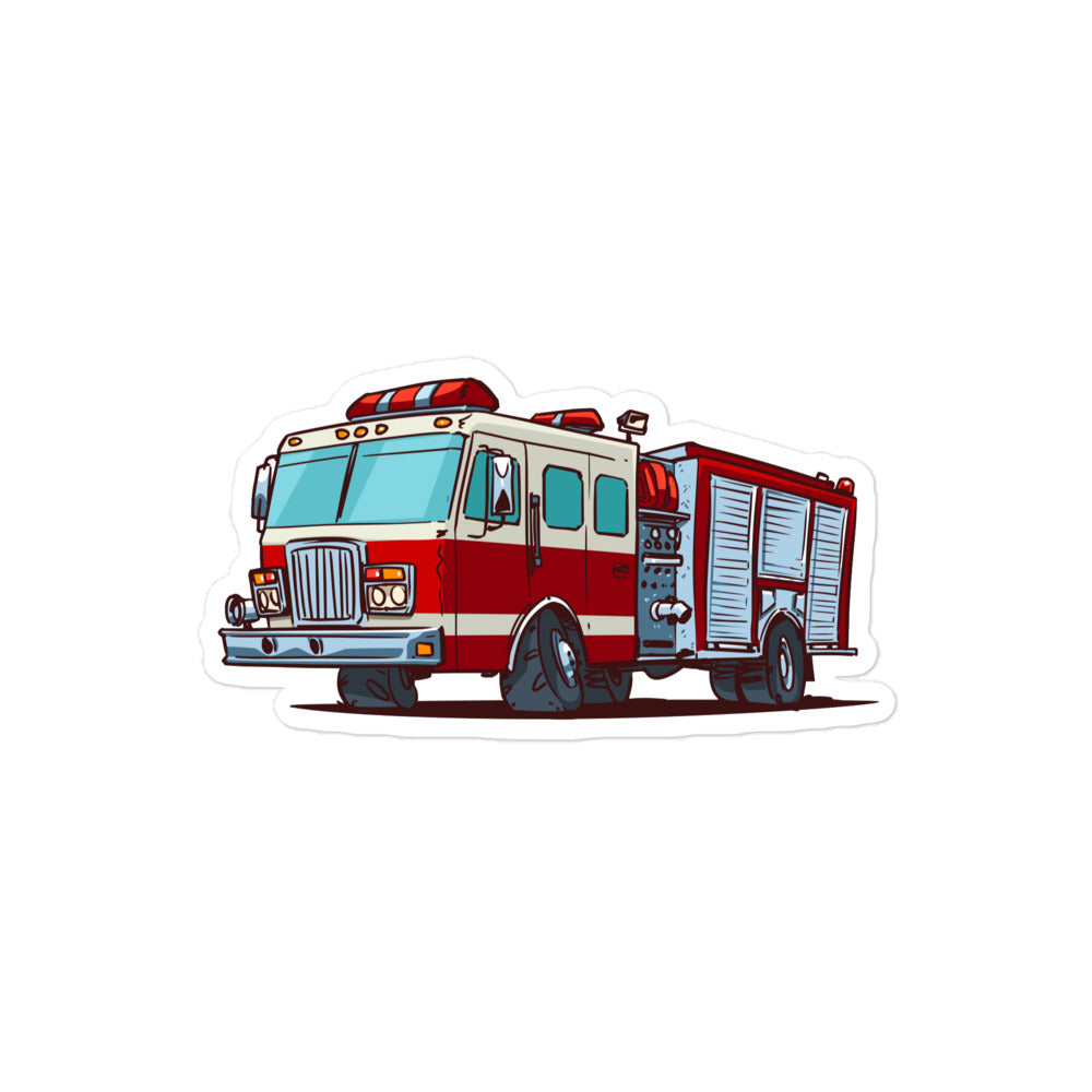Fire Truck Vinyl Sticker 4x4 Decal