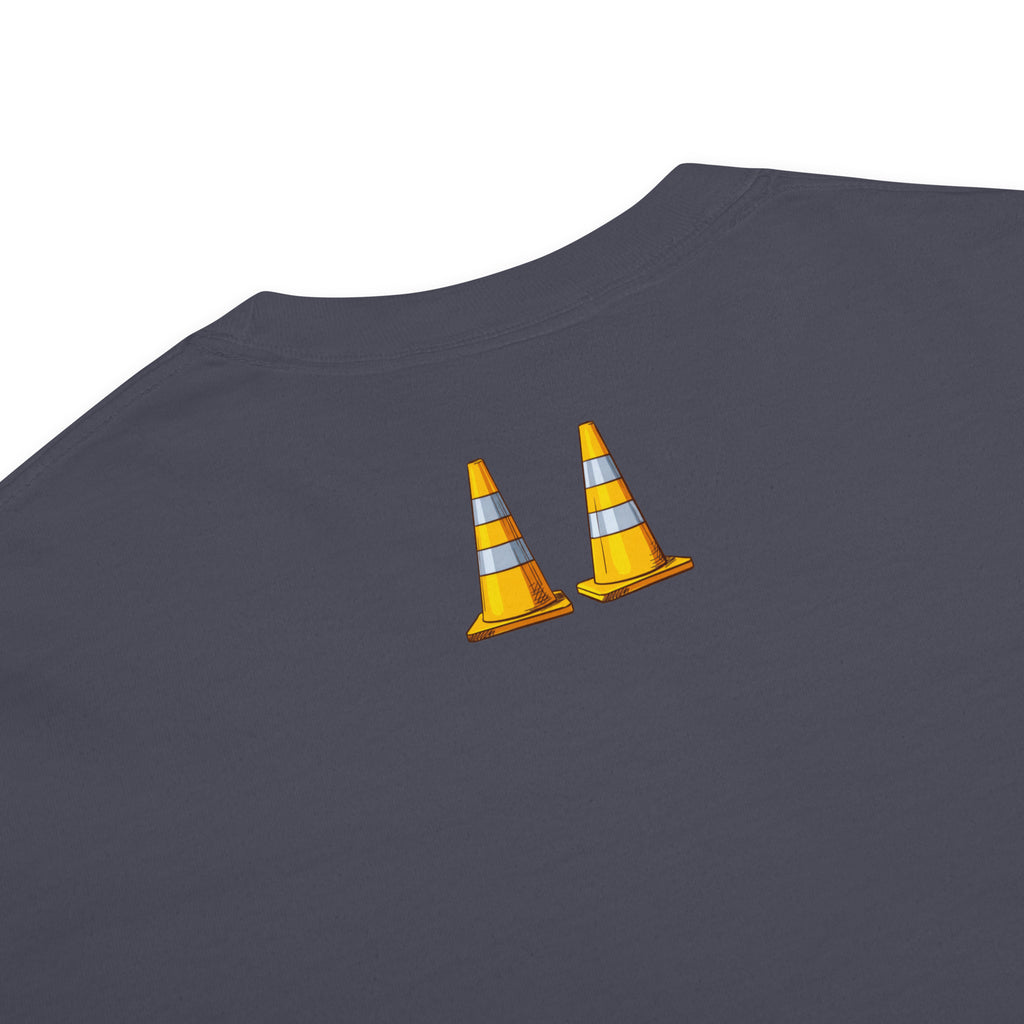 T-Shirt with Concrete Mixer Truck #1 on Heavyweight - Original Construction Truck Art, Garment-Dyed Tee
