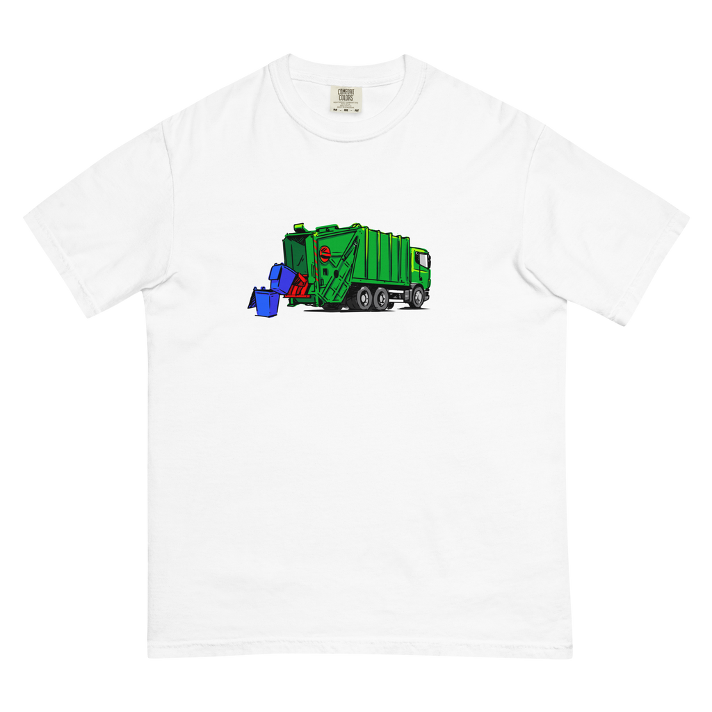 Garbage Truck T-Shirt - Original Truck Art on garment-dyed heavyweight t-shirt